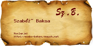 Szabó Baksa névjegykártya